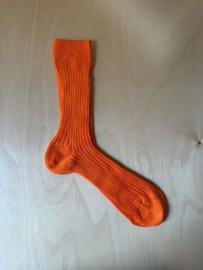 Maria La Rosa Ribbed Mid Calf Sock - Bright Orange
